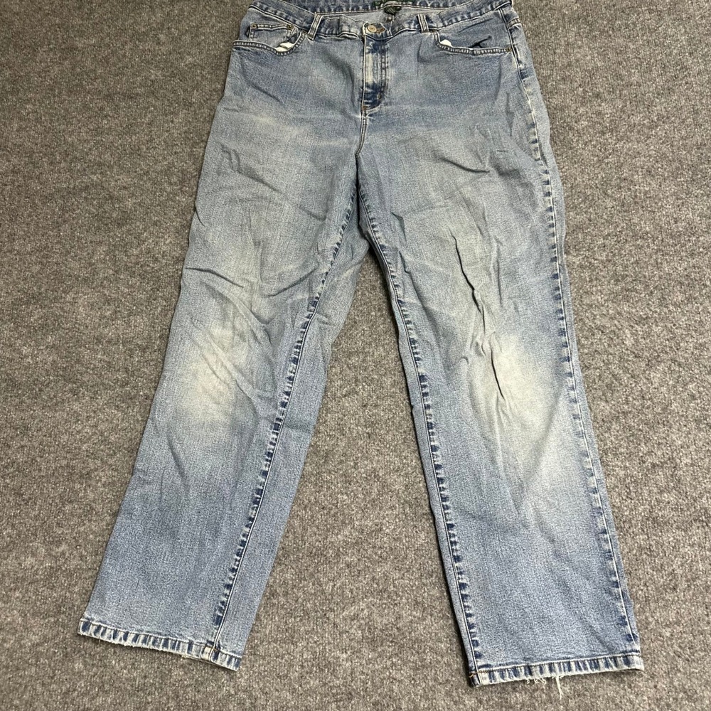 Lauren Ralph Lauren Jeans Womens 14W Blue Straight Leg Stretch Light Wash Denim